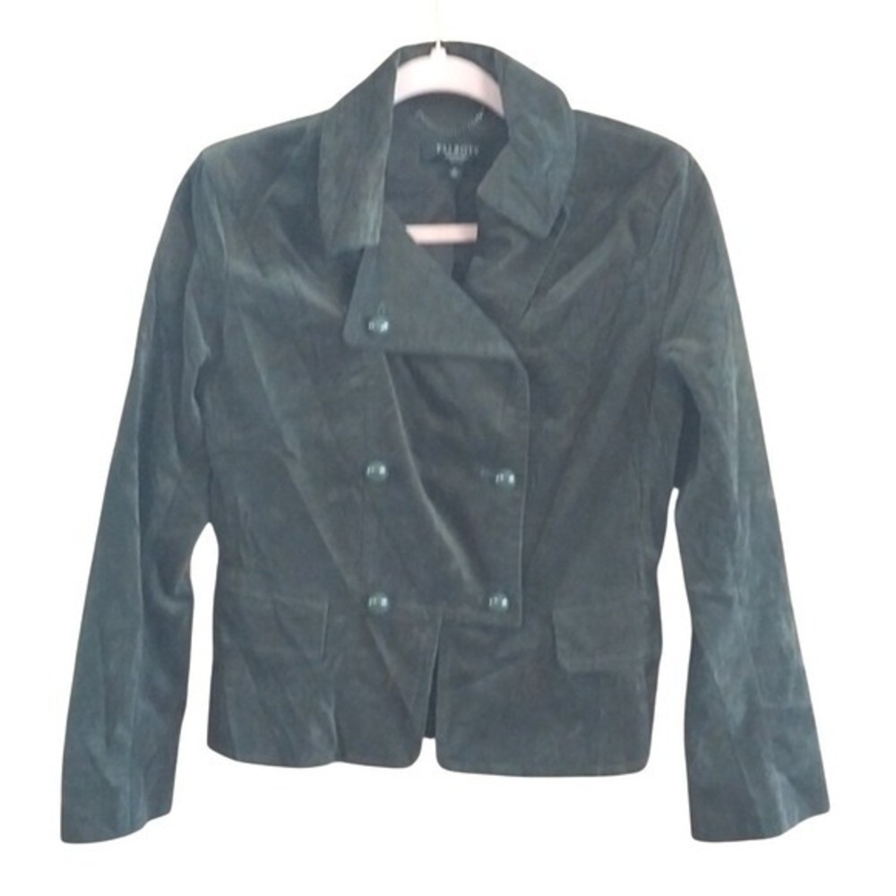 Talbots Velvet Women's Military Style Blazer Jacket Size‎ 6P Dark Olive Green